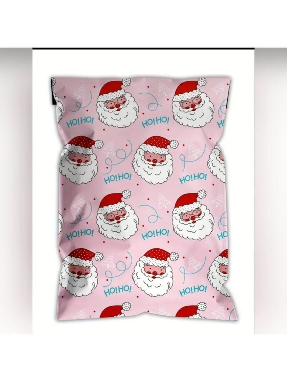 Ten Pink Poly Bag With Santa Claus & HO!HO! 12X15.5-LARGE BAG